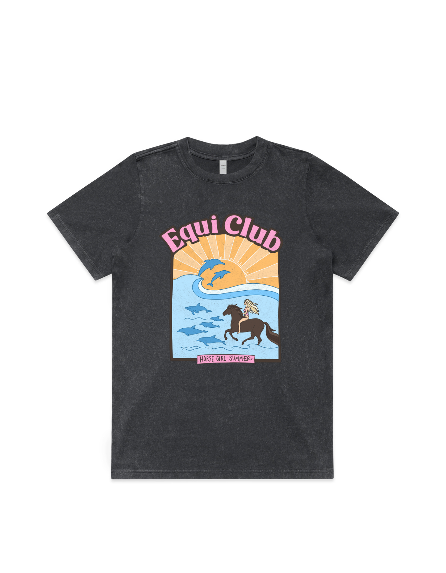 Equi Club "Horse girl summer" Heavy stone washed tee (front print) Au