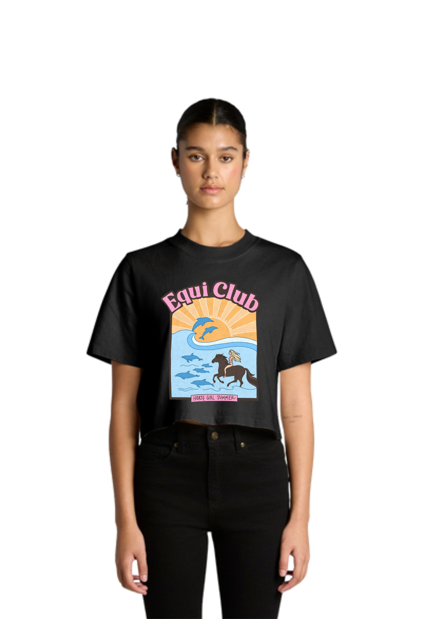 Equi Club "Horse Girl Summer" Faded Crop (front print) - au