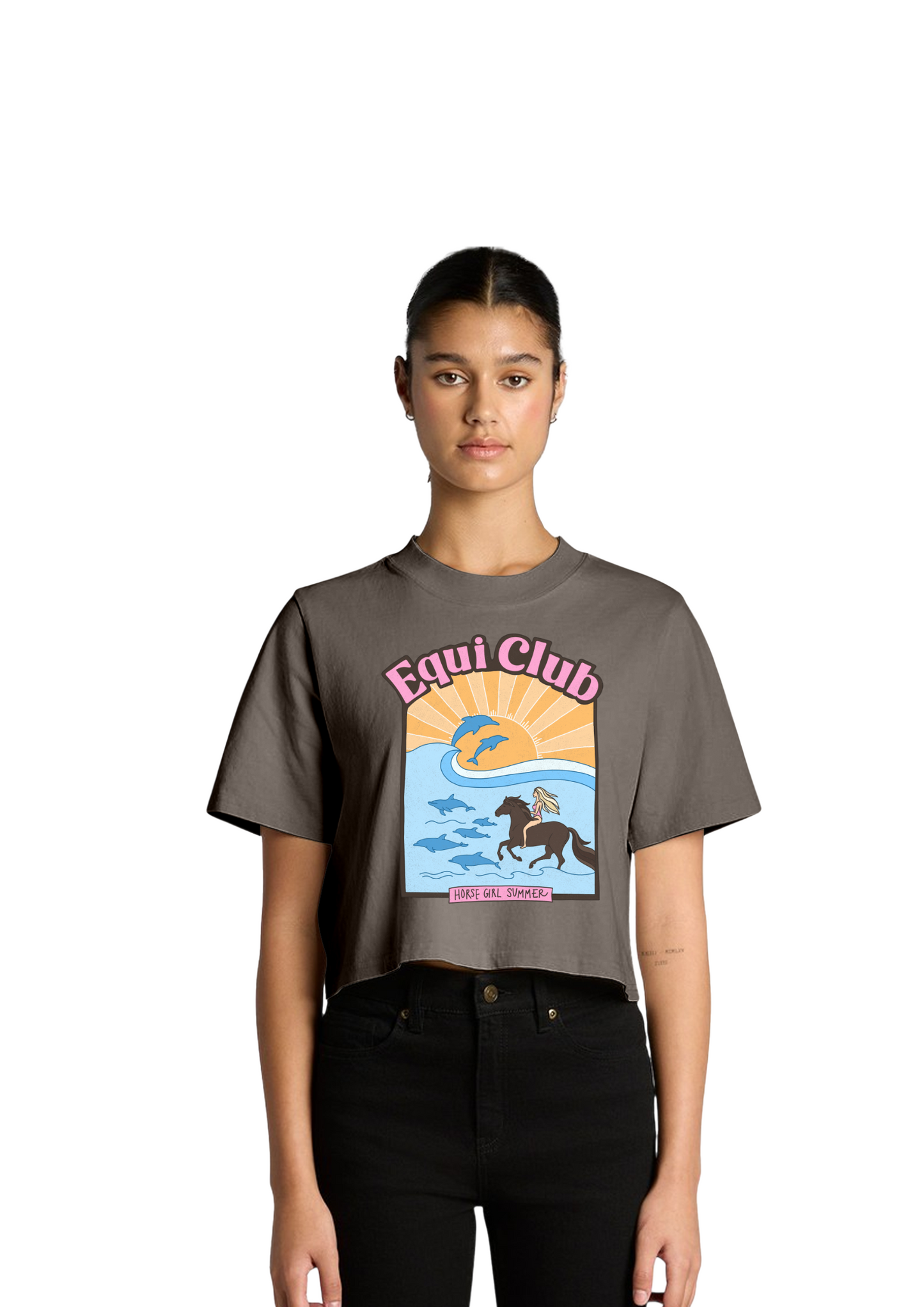 Equi Club "Horse Girl Summer" Faded Crop (front print) - au